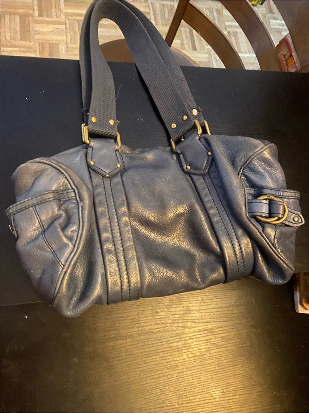 Marc By Marc Jacobs Blue Leather Shoulder Bag with Gold Hardware